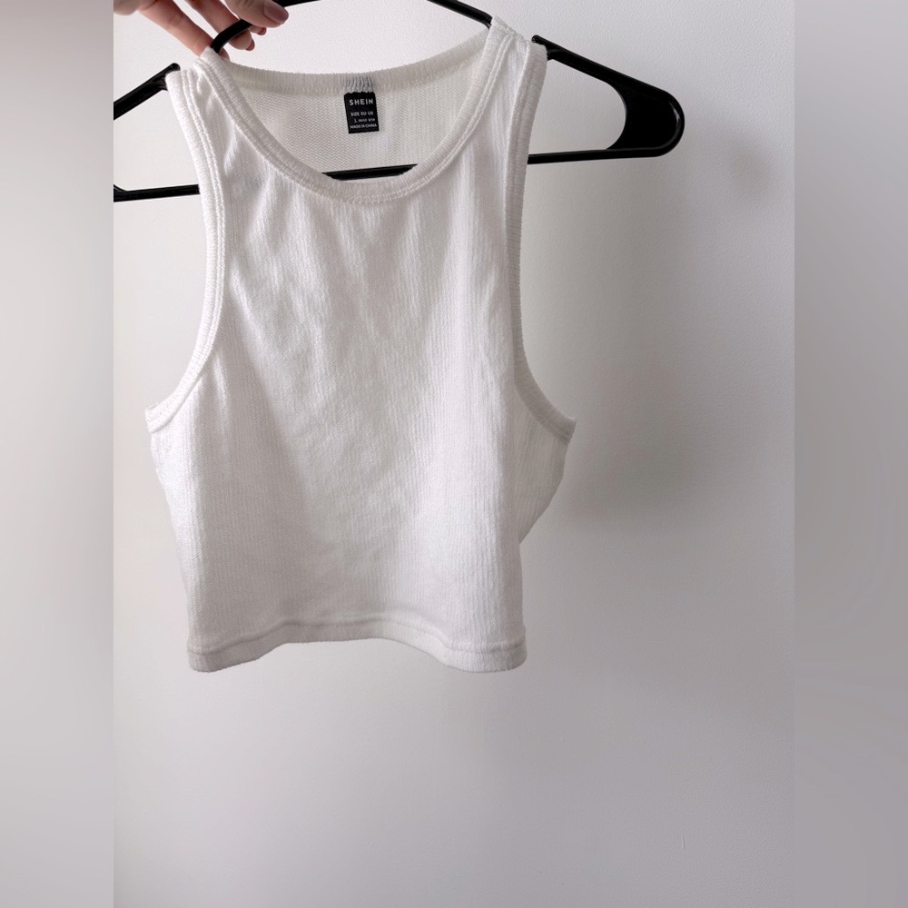 SHEIN White Sleeveless Crop Tank Top Size Large